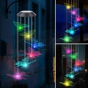 Solar Wind Chime Transparent Butterfly Wind Chimes Outdoor Decoration Yard Decorations Memorial Wind Chimes Best Mum Gifts / Grandma Gifts / Birthday Gifts for Mother