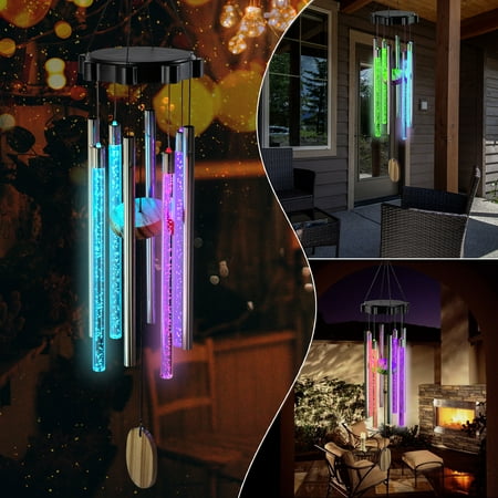 Solar Wind Chimes Changing Colors, Waterproof LED Wind Chimes for Outside with 8 Tubes, Solar Powered Memorial Wind Chimes with Lights, Housewarming Gifts for Garden Patio Yard Home Decor