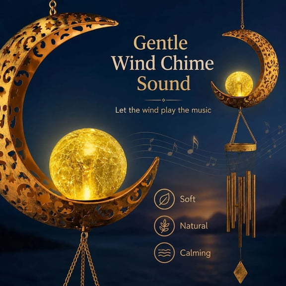 Solar Wind Chimes, European Iron Hollow Pendant Light, Outdoor Moon Light Wind Chimes, Outdoor Waterproof Garden Decoration Courtyard Light, Gifts for mom, Grandma