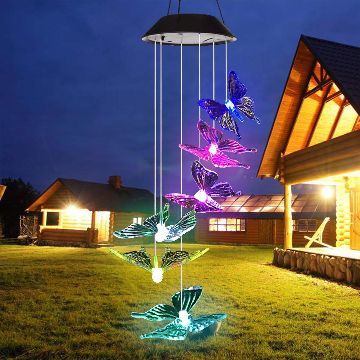 Solar Wind Chimes Outdoor, Waterproof Solar Butterfly Wind Chimes Color Changing LED Solar Powered Mobile Wind Chime, Hanging Decorative Romantic Patio Lights for Yard Garden Home Party - image 1 of 8