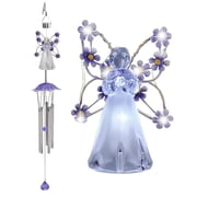 Solar Wind Chimes for Outside, Angel LED Wind Chimes Outdoor Garden Decoration, Memorial Wind Chimes Outdoor Waterproof, Hanging Wind Chimes Lights for Garden Patio Yard Decor, Gifts for Women