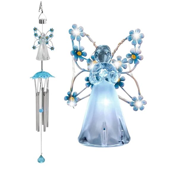 Solar Wind Chimes for Outside, Angel LED Wind Chimes Outdoor Garden Decoration, Memorial Wind Chimes Outdoor Waterproof, Hanging Wind Chimes Lights for Garden Patio Yard Decor, Gifts for Women