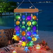 Ceevoo Solar Wind Chimes for Outside, Birthday Gifts for Mom Grandma, Waterproof Solar Hanging Lights for Patio Garden Yard Decorations, Multicolor