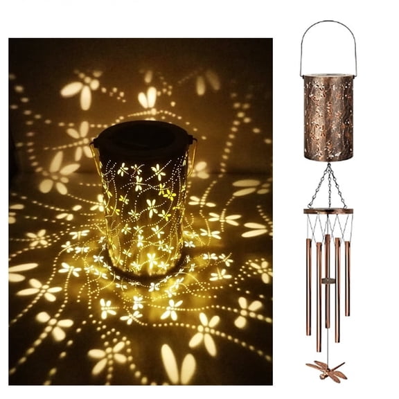 Solar Wind Chimes for Outside, Dragonfly Wind Chimes Solar Powered Lights, Garden Decorative Hanging Lights for Patio Porch Yard Lawn Decor