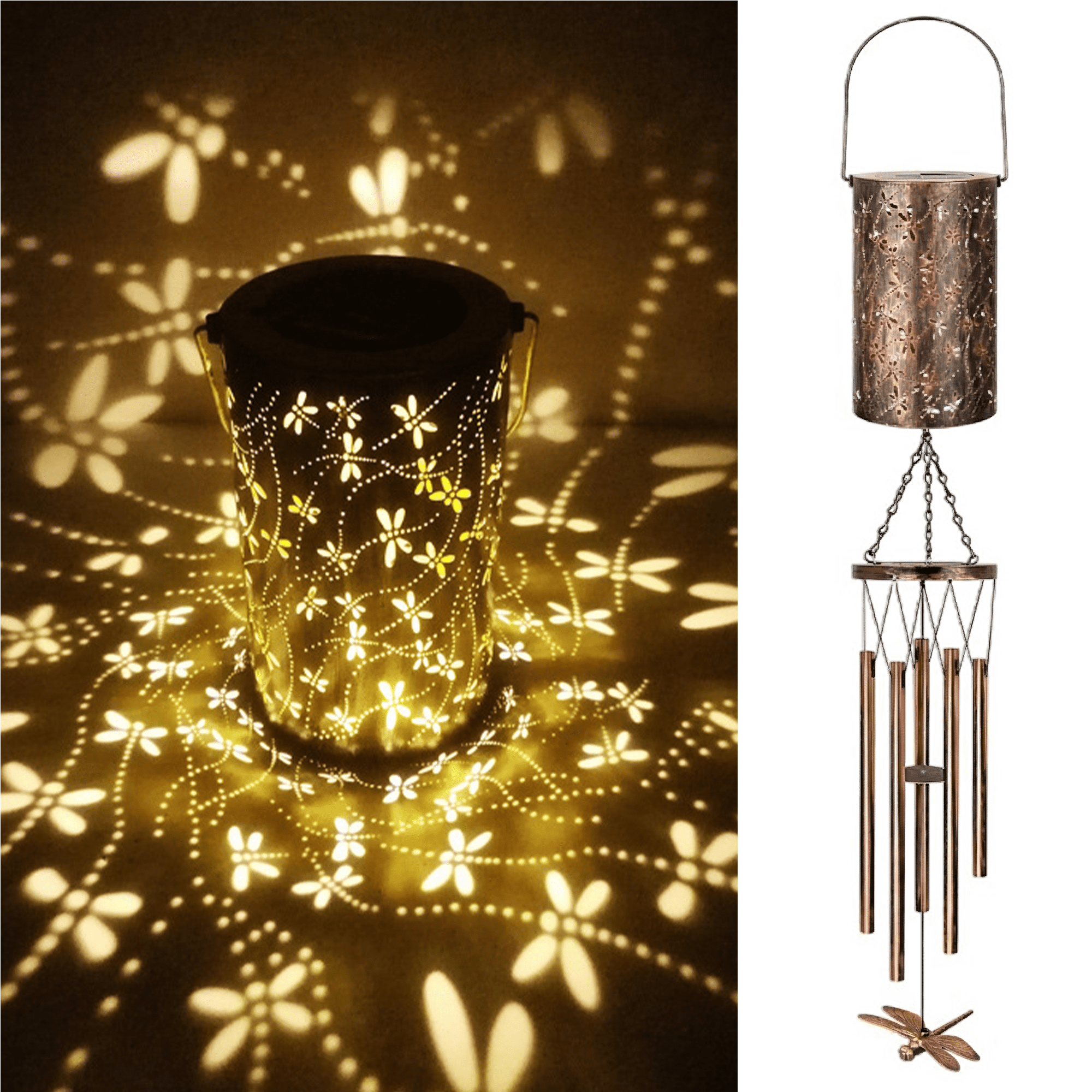 KEYAHAPPY Solar Wind Chimes for Outside, Windchimes Outdoors Solar Powered Lights for Garden Decor, Memorial Wind Chimes for Patio Porch Lawn Yard Decorations Outdoor, Dragonfly