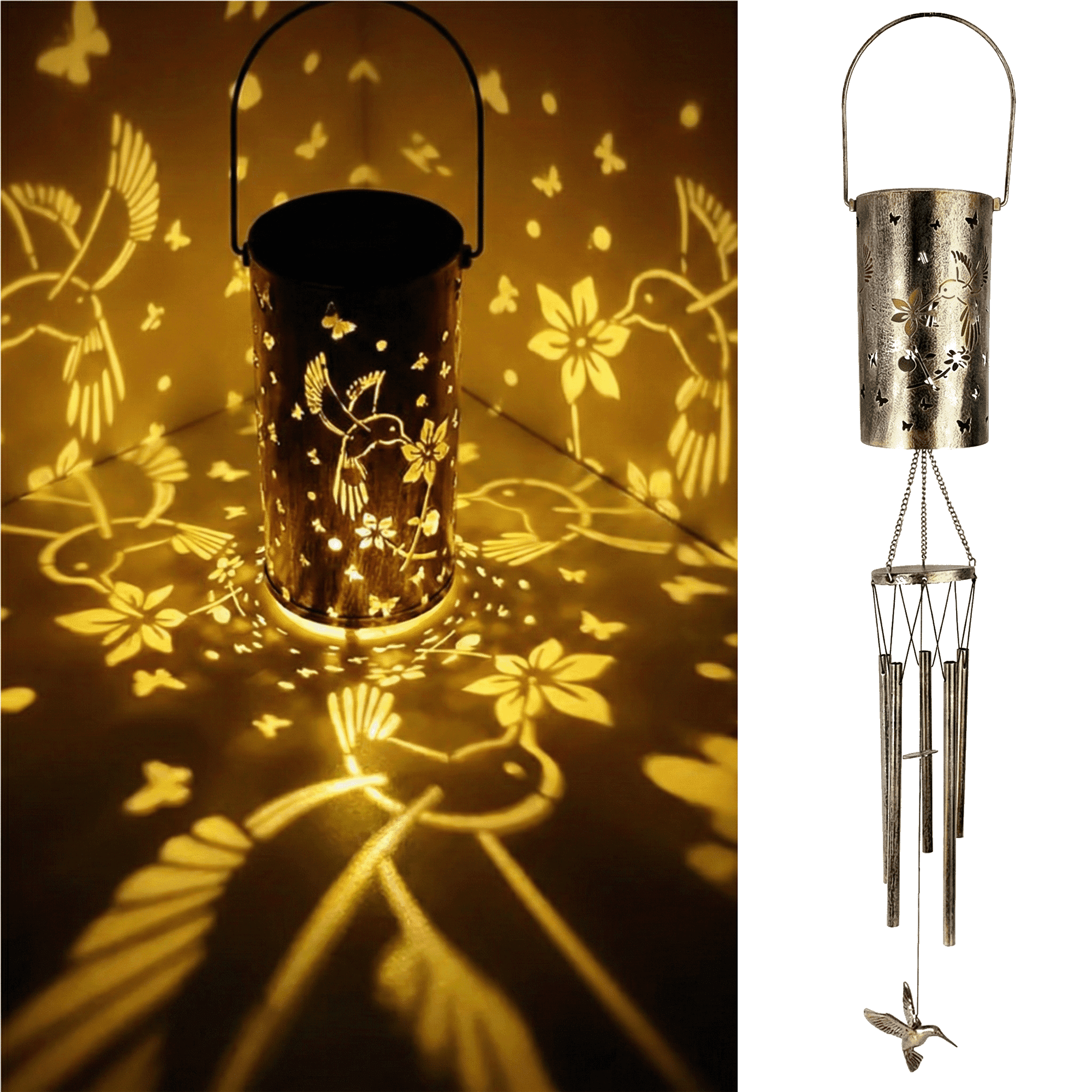 KEYAHAPPY Solar Wind Chimes for Outside, Windchimes Outdoors Solar Powered Lights for Garden Decor, Memorial Wind Chimes for Patio Porch Lawn Yard Decorations Outdoor, Hummingbird