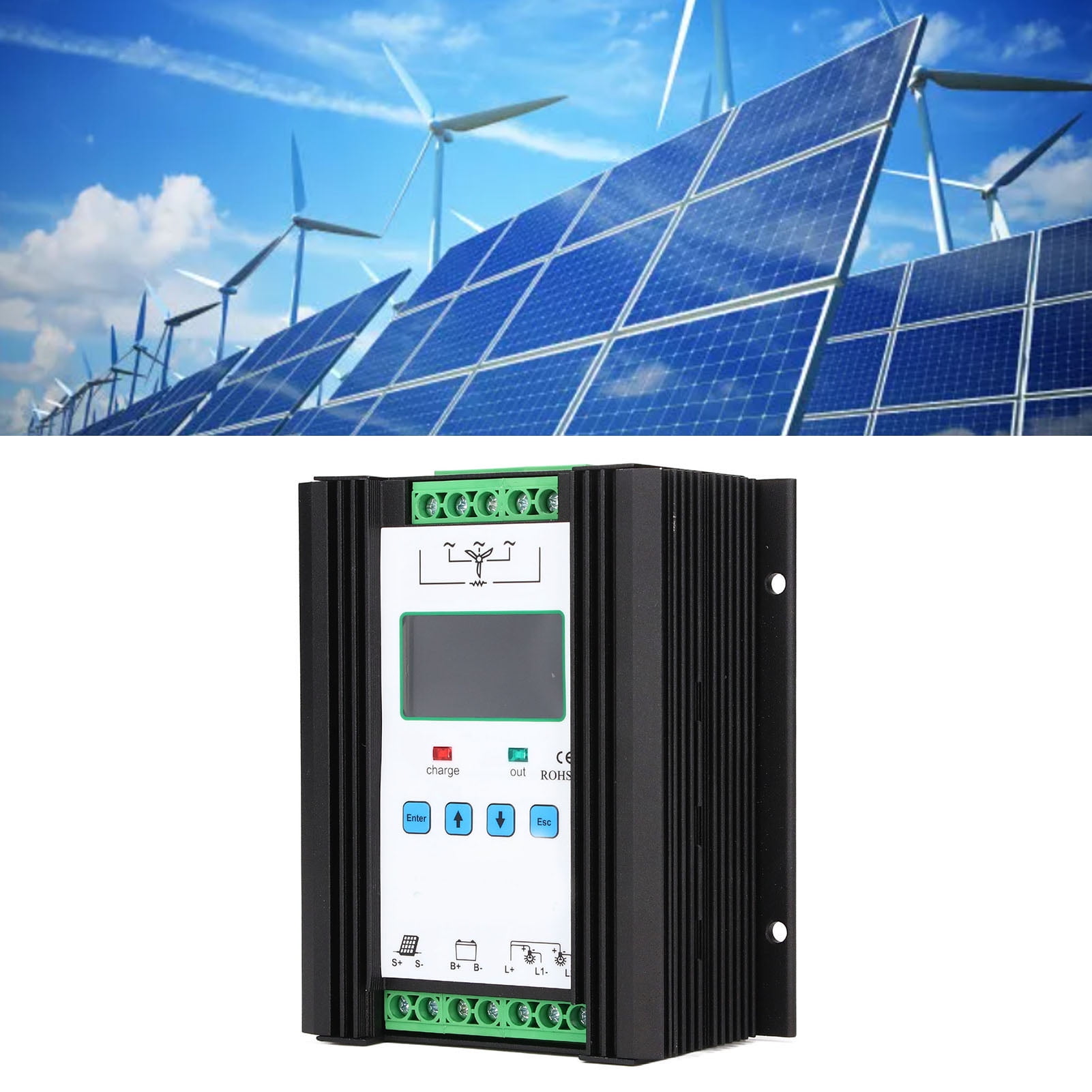 Solar Wind Controller, 2V 24V 25A 600W PWM Controller Intelligent Solar Boost Controller With