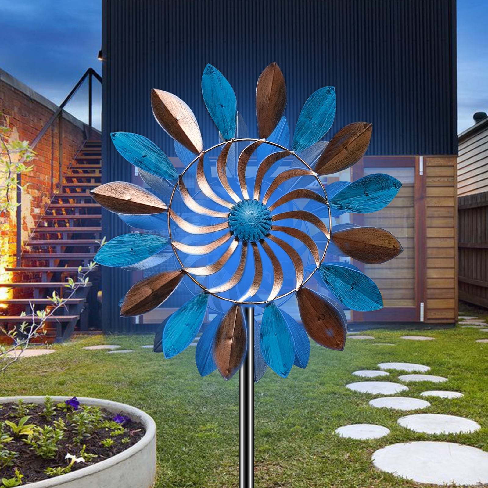 Solar Wind Spinner, Waterproof Outdoor Metal Wind Sculpture for Patio