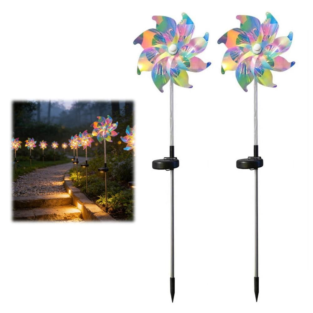 Solar Wind Spinner for Yard and Garden, 31 Inch Large Metal Wind Sculptures with 4-Tier Blades and LED Light, 360 Rotating Outdoor Decor for Patio Lawn Art