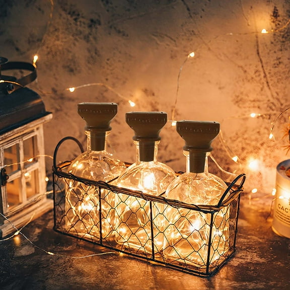 Solar Wine Bottle Cork Lights - 6 LED Color-Changing String Lights with Solar Panel, Waterproof Outdoor Decor for Garden, Patio, Parties - Copper Wire Design, 6-8 Hours Runtime