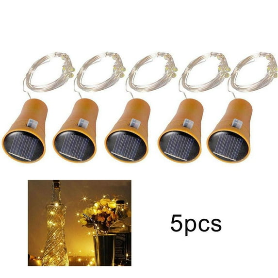 Solar Wine Bottle Lights, Waterproof Cork Shaped Lights Firefly String Lights Q0