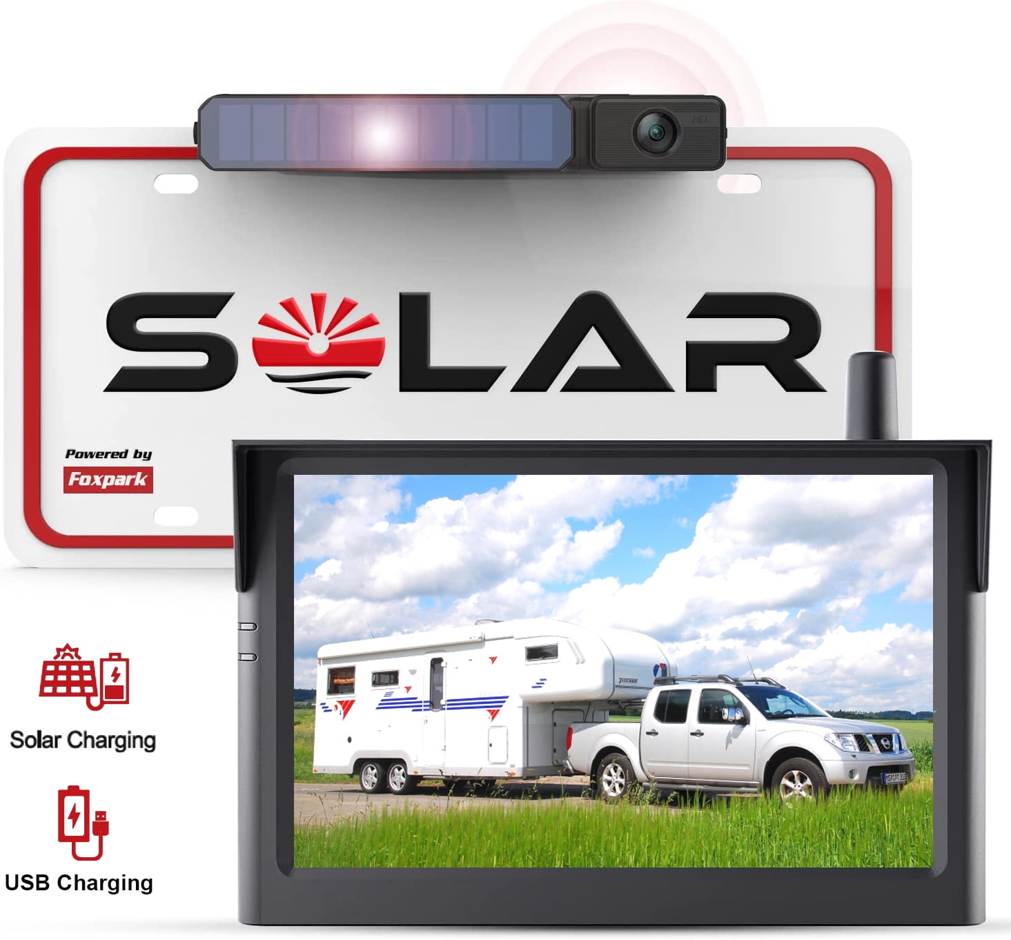 1 Upgrade Solar Wireless Backup Camera for Truck, AUTO-VOX 3Mins