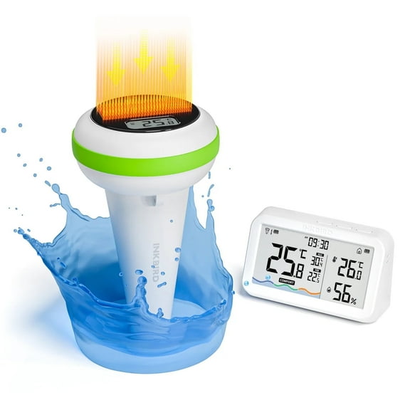 Solar Wireless Pool Thermometer Set ,300m/980ft Ultra Long Transmission,For Swimming Pools, Hot Tubs, Spas, and Ponds