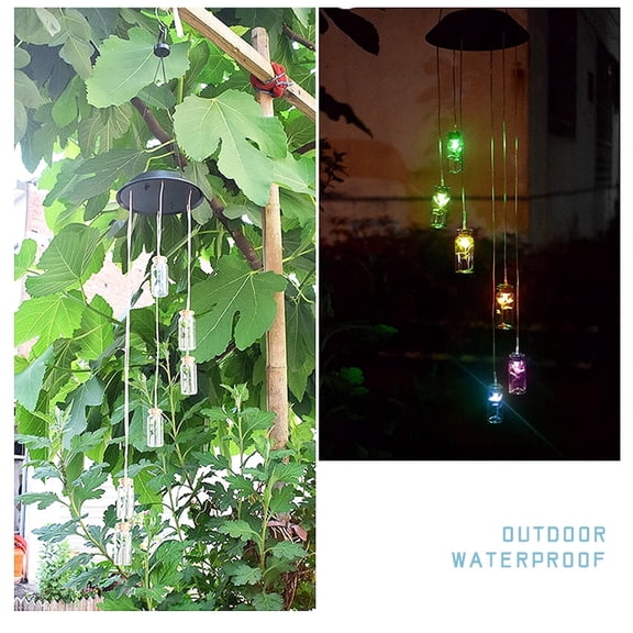 Solar Wish Bottle Wind Chime Light, Outdoor Courtyard Decoration LED Gradient Light, Auto Charging Color Changing Pendant, Romantic Gift for Loved One
