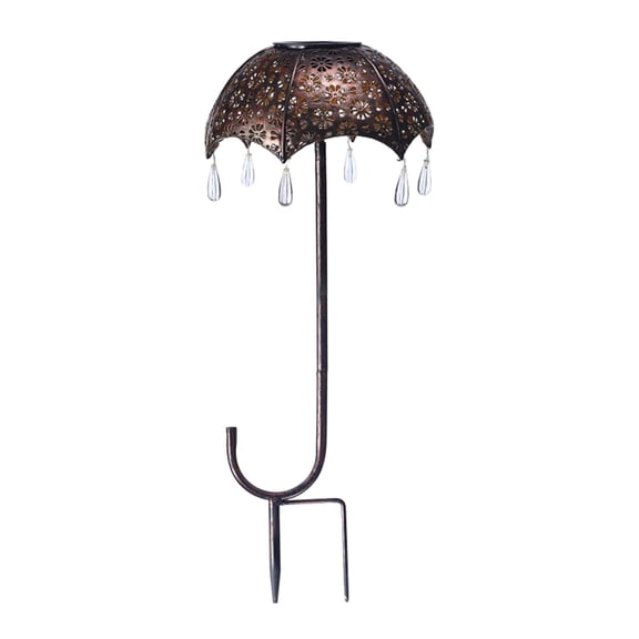 Solar Wrought Iron Umbrella Projection Lamp Outdoor Garden Pathway Light Waterproof Solar Powered Ground Stake Light Courtyard Lawn Patio Decor Automatic On Off Landscape Lighting All Seasons