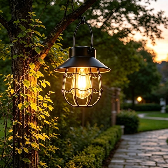 Solar Wrought Iron Wave Chandelier Handheld Lamp for Outdoor Courtyard, No Wiring Needed Auto On at Night, Rustproof Weatherproof Decorative Light for Garden Patio Fence