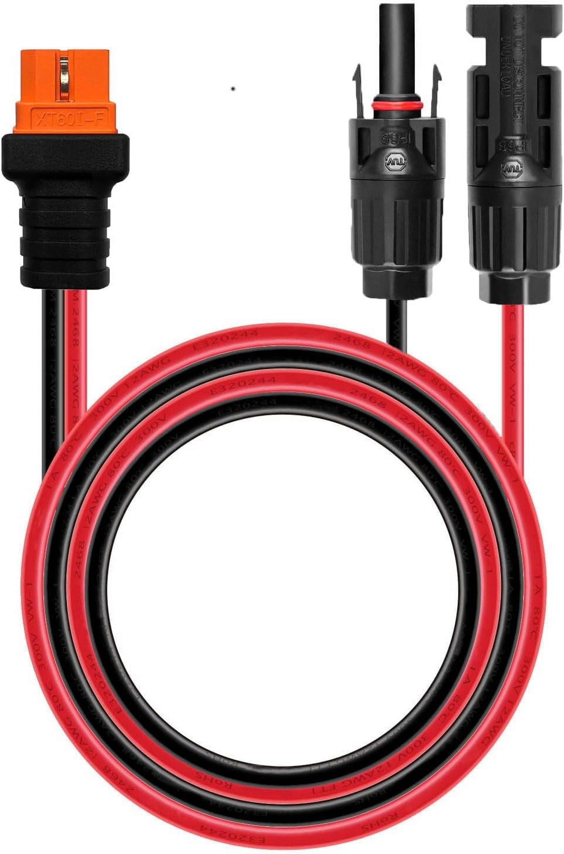 Solar to XT60i Cable 10AWG XT60i Extension Cable Solar Connector to XT60i Adapter Cable Compatible for EcoFlow River  Portable Power Station Solar Generator Battery Pack (10FT)