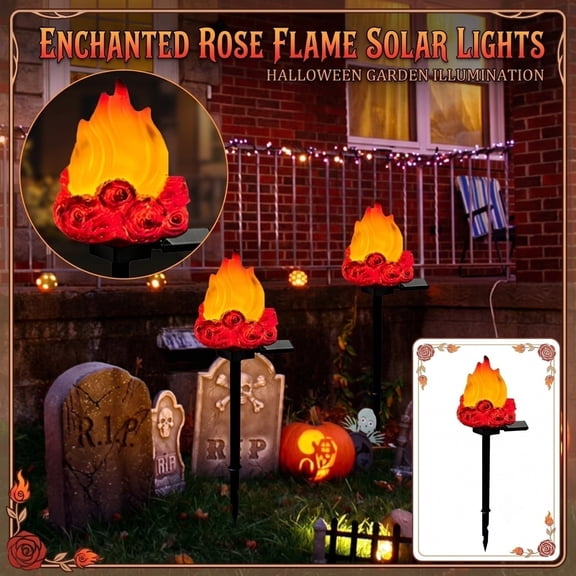 Solar Yard Light, Halloween Yard Decorations Outdoor, Solar Lights Outdoor Waterproof Pathway, Solar Lights Outdoor Flickering Flame, 16 Inch Short Resin Pumpkin Flame Solar