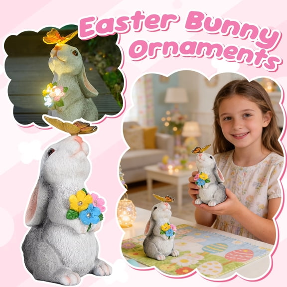 Solar Yard decorations, Garden decorations Outdoor, 12 in Resin Craft, Outdoor Yard decorations, Front Yard decorations Outdoor, Gray Pink tone, 1 Pc