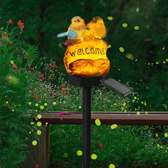 Solar Yellow Bird Outdoor Garden Light Resin LED Decor with Stake, Waterproof for Lawn & Patio Art
