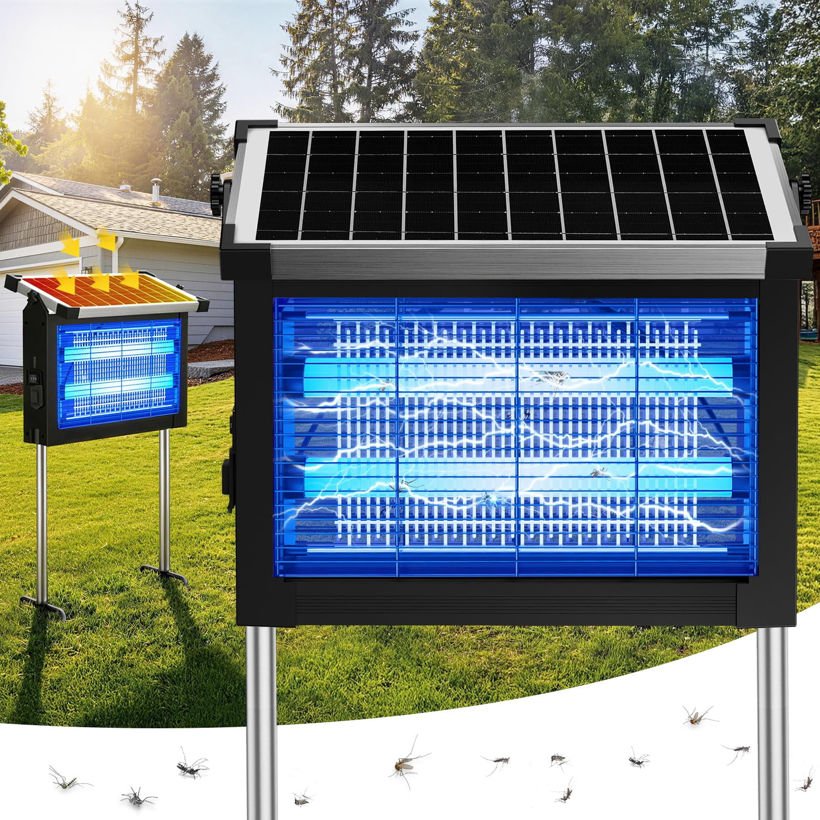 Solar Zapper Outdoor  4500v Mosquito For & Indoor 1/2 Acre Coverage Cordless Rechargeable Electric Fly Ipx5 Waterproof Traps Backyard Patio Camping