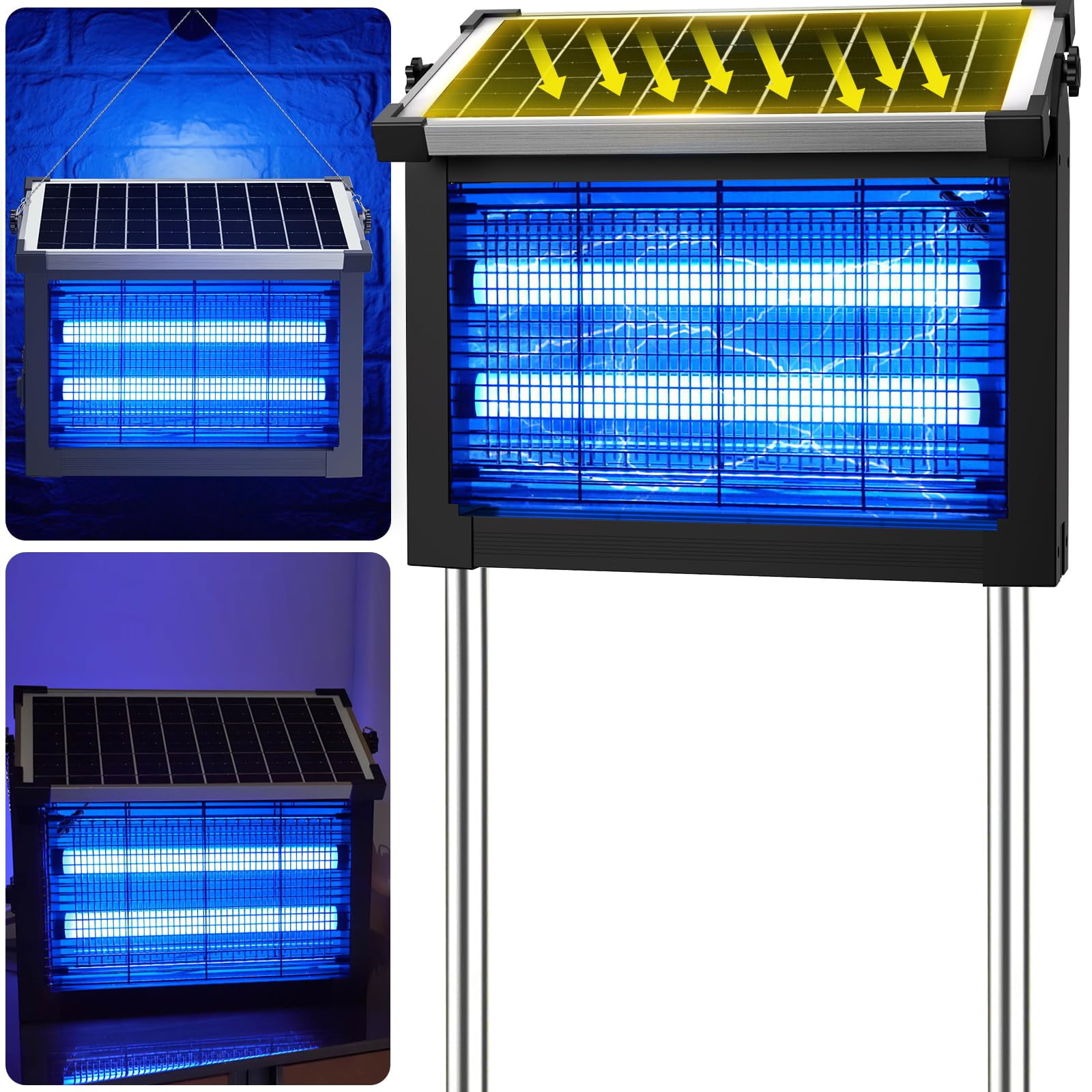 Solar Zapper Outdoor  4500v Mosquito Waterproof 1/2 Acre Coverage Rechargeable Electric Fly Cordless Portable Traps For Backyard Patio Camping Indoor