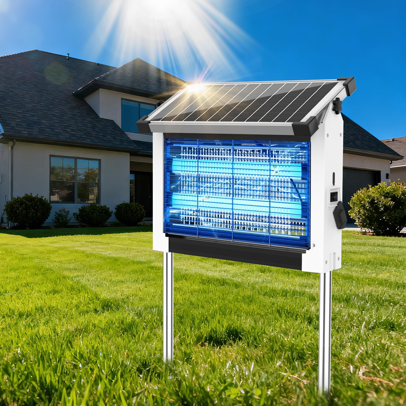 Solar Zapper Outdoor  Mosquito Waterproof Electric Fly Rechargeable Killer Lamp With 10w Panel 4500v Cordless For Backyard Patio Garden Rv Camping