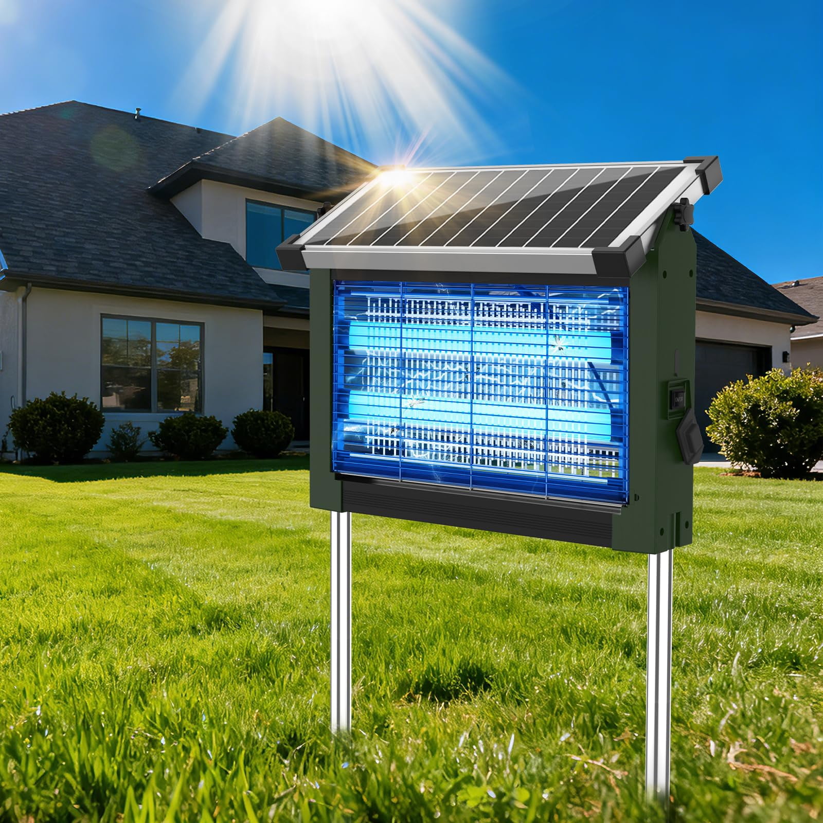 Solar Zapper Outdoor  Mosquito Waterproof Electric Fly Rechargeable Killer Lamp With 10w Panel 4500v Cordless For Backyard Patio Garden Rv Camping