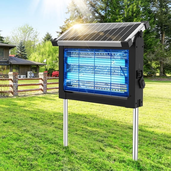 Solar Zapper Outdoor Waterproof 4500v High Power Cordless Mosquito With Smart Light Sensor Dual & Usb Rechargeable Insect Killer For Patio Garden Backyard Indoor Use