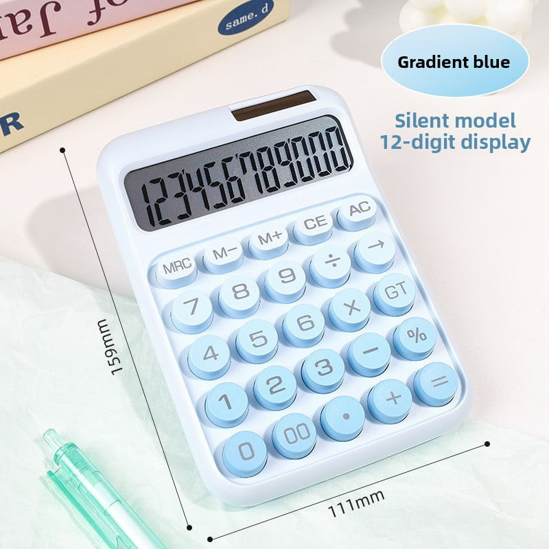 Solar calculator, dual power supply, low energy consumption, desktop office supplies.