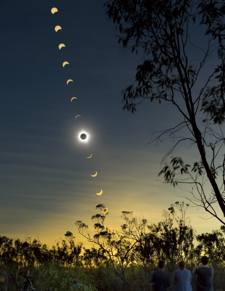 Solar eclipse composite Queensland Australia Canvas Art - Philip HartStocktrek Images (13 x 16)