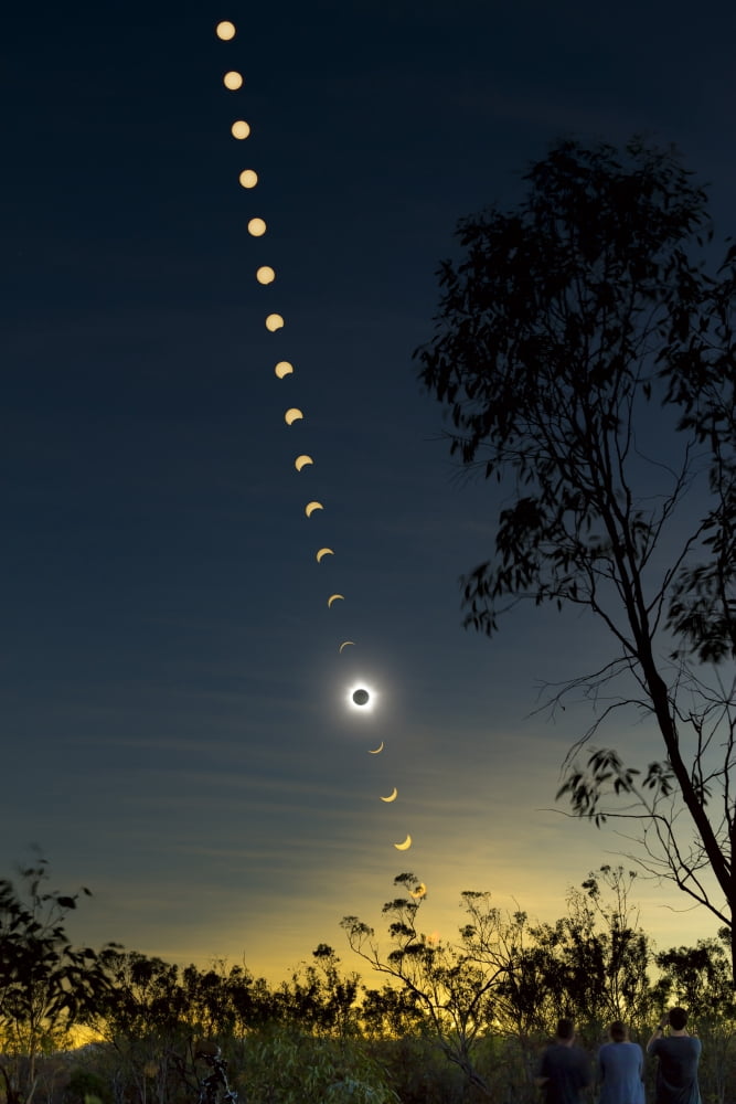 Solar eclipse composite Queensland Australia Canvas Art - Philip HartStocktrek Images (23 x 35)