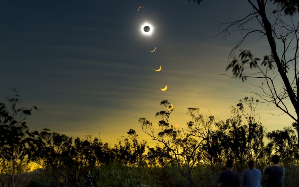Solar eclipse composite Queensland Australia Canvas Art - Philip HartStocktrek Images (36 x 22)