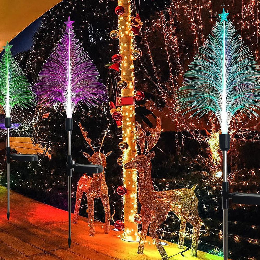 Solar fiber optic colorful Christmas tree ground lights outdoor