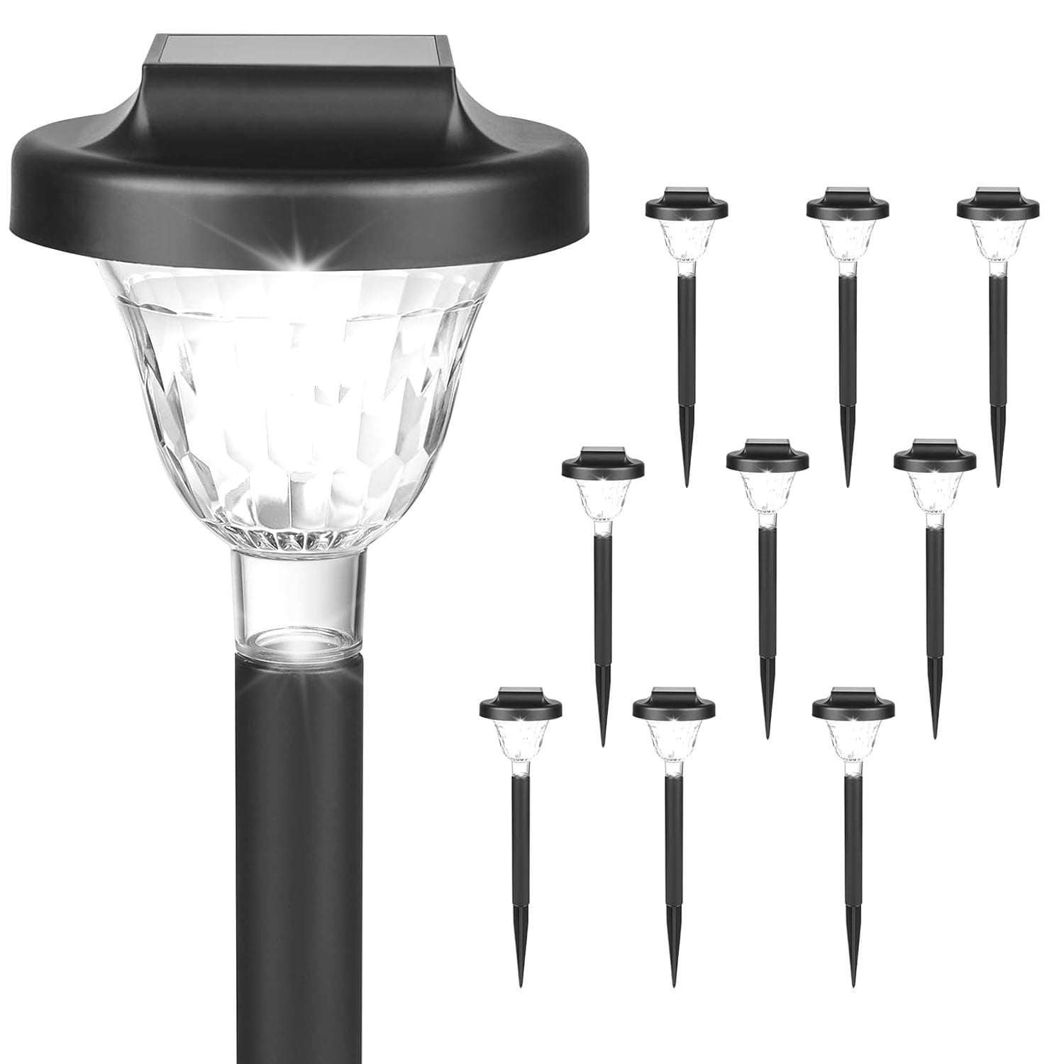 BN-LINK 10 Pack Solar Outdoor Lights, Waterproof Garden Lights, LED Landscape Lighting for Yard Walkway, with Auto On/Off, White light