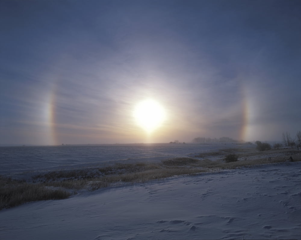 Solar halo and sundogs in southern Alberta Canada Canvas Art - Alan DyerStocktrek Images (16 x 13)