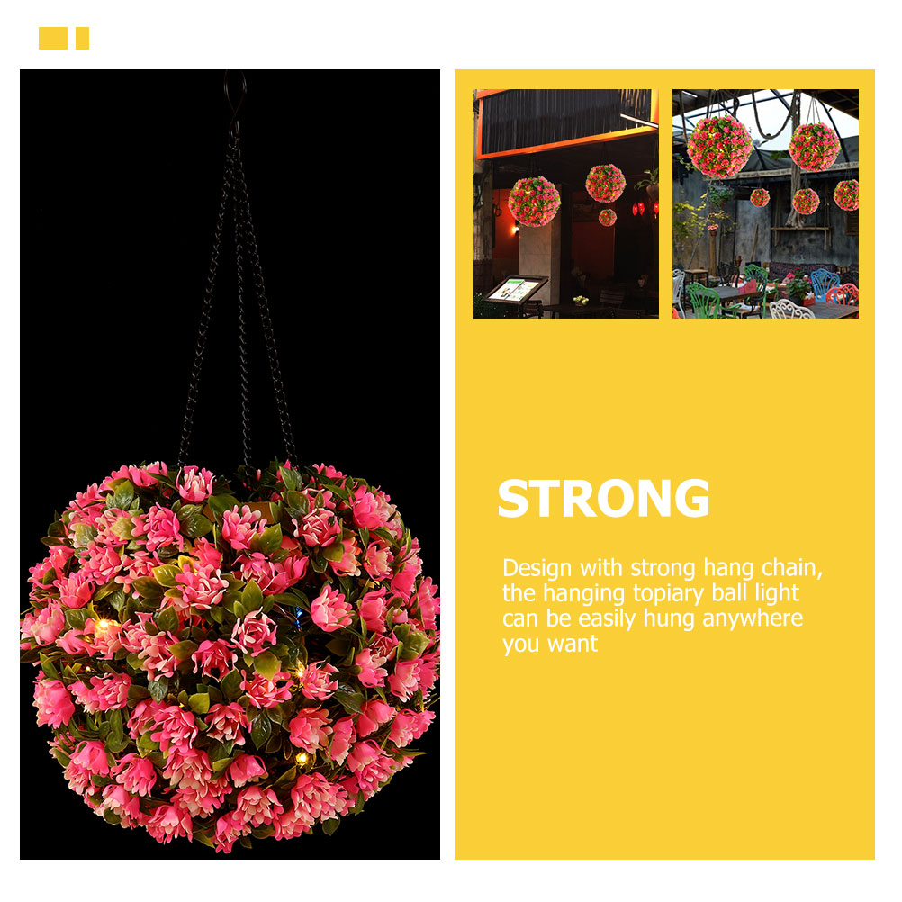 Solar lighted topiary flower ball Solar Lighted Topiary Flower Ball LED Hanging Ball Lamp