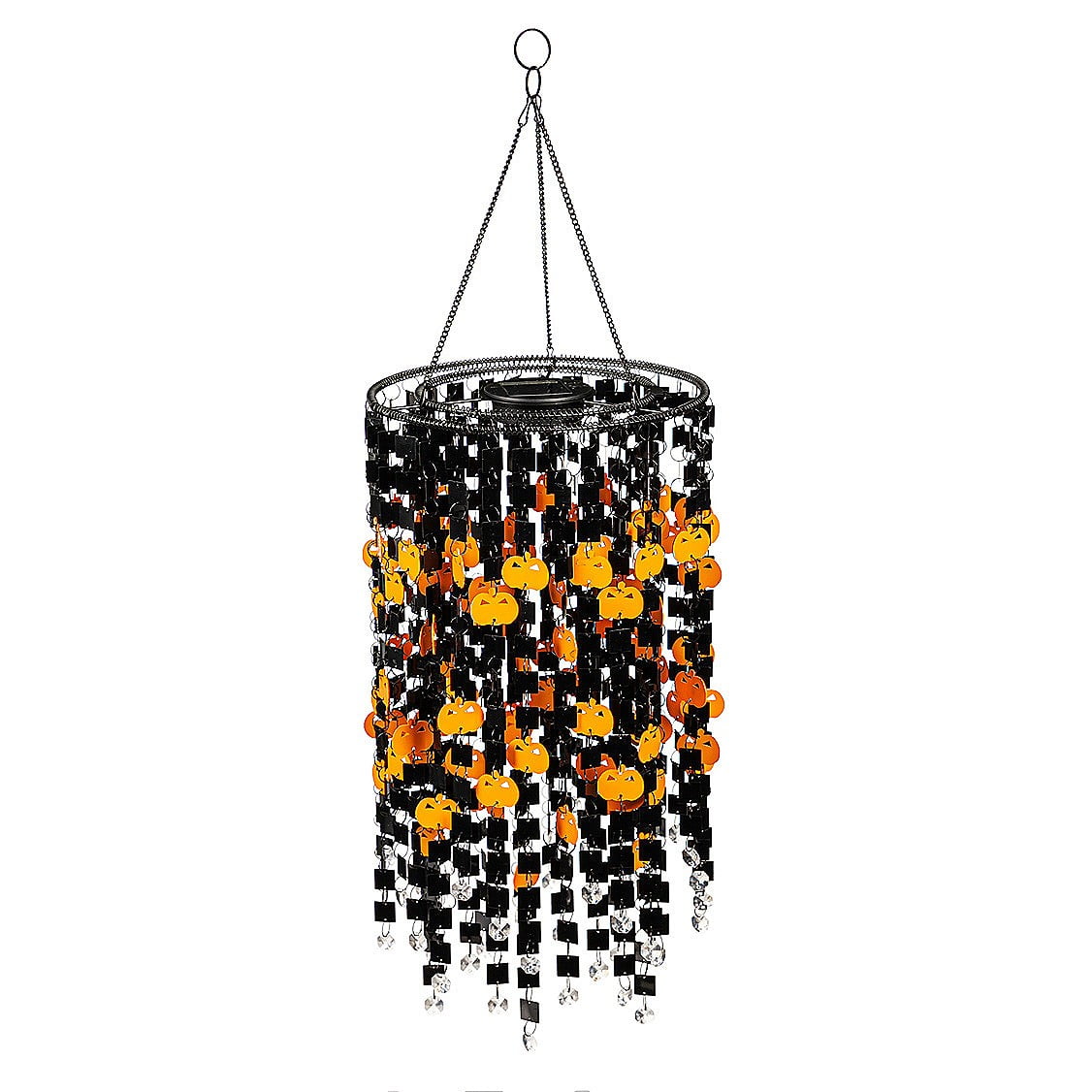 28'' Solar Powered Black and Orange Halloween Lantern