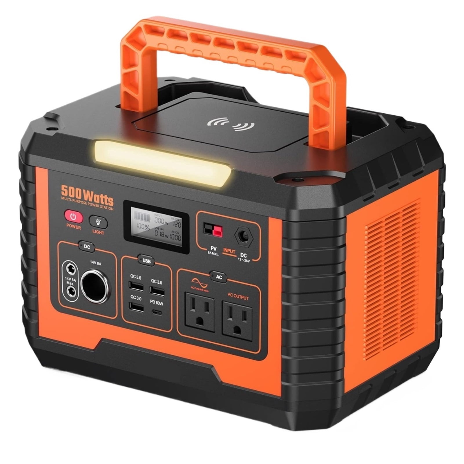 Solar panel mobile power charger 500,110V/500W Solar Energy Storage Power Supply (surge 1000W) 519.4Wh Spare Lithium Battery