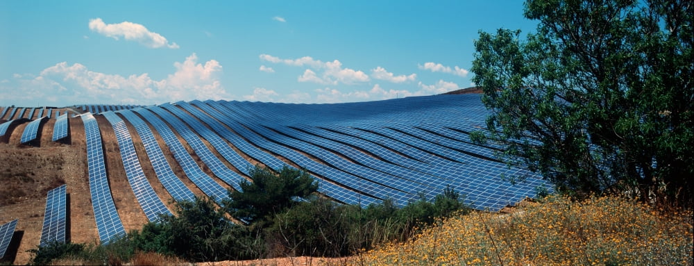 Solar panels in a farm Provence-Alpes-Cote dAzur France Canvas Art - Panoramic Images (27 x 9)