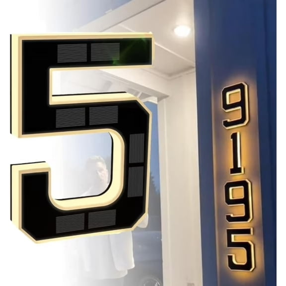 Solar-powered Digital Doorplate Waterproof LED Address Number Sign