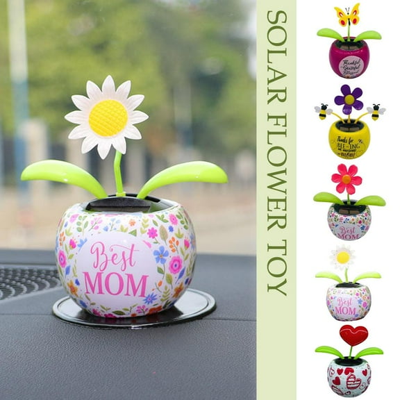 Solar-powered dancing doll & sunflower decor, mini solar rocking flower pot for car dashboard, eco-friendly abs resin, no batteries needed, 10x6. 5x12cm cute gift for family & friends