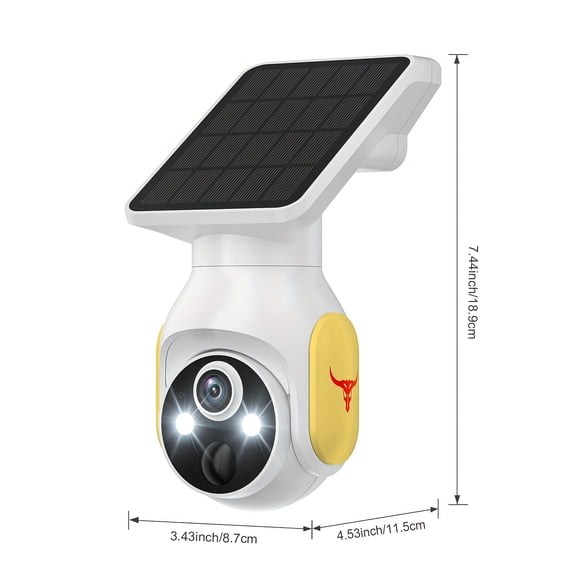 Solar-powered spherical camera, 1440P HD night vision & 355° rotation. With AI detection, real-time alarm and two-way audio. IP65 waterproof, 2.4G WiFi/4G available for indoor and outdoor.