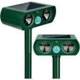 Solar-powered ultrasonic rodent repeller with motion sensor, waterproof and cat/mouse/groundhog/raccoon/possum/rabbit/mole/dog-proof (2-pack, green)