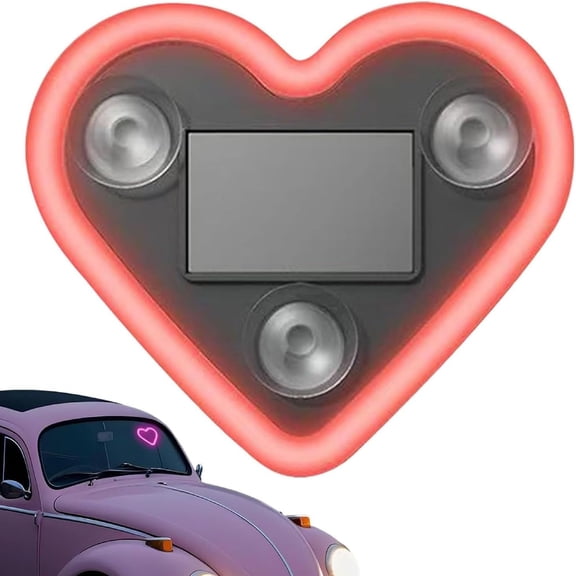 Solar-powered wireless LED heart-shaped C-pillar neon light, car LED ambient light, IP65 waterproof, switchable modes, suitable for car walls/windows, a romantic gift.