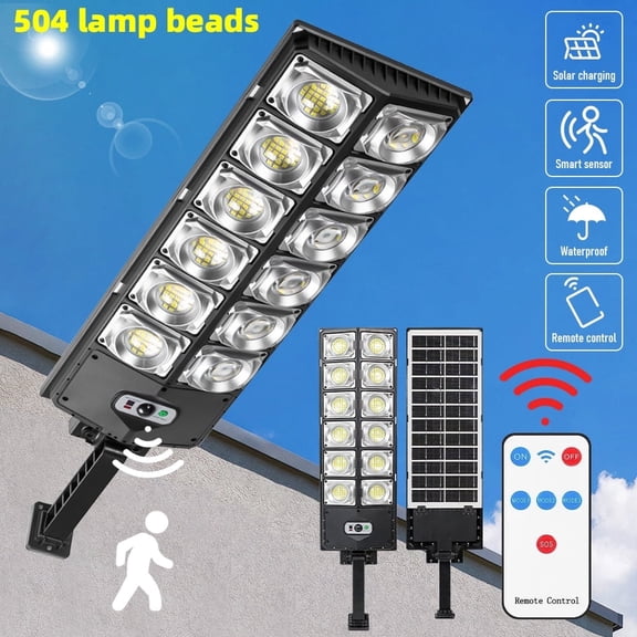 MDHAND Solar Street Light, Waterproof LED Wide Angle with Motion Sensor and Remote, for Parking Lot Garden Yard, 1Pack