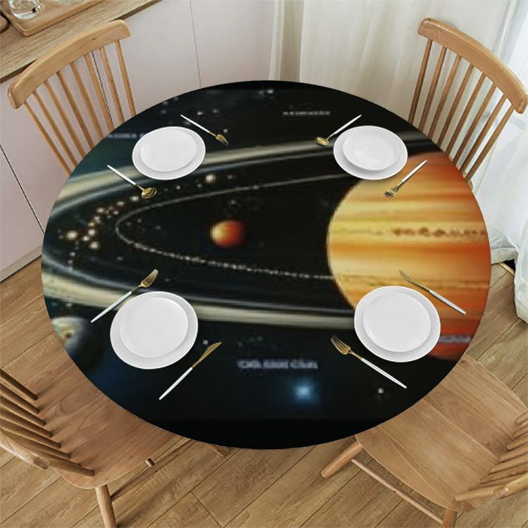 System Tablecloth Solar system planet map Round table cover, waterproof fabric, elastic ...