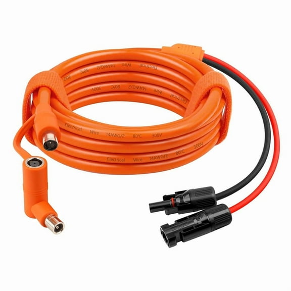Solar to DC 8mm Charge Extension Cable 10FT,12AWG+14AWG Solar Cable with Solar Panel Connector to DC7909/8020,1 x Solar power connector cable,Orange