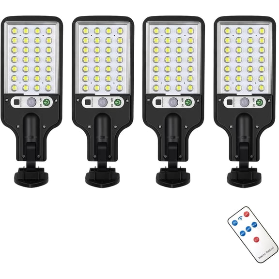 Solar wall Lights Outdoor, Solar Lights Outdoor Wide Angle Solar Flood Lights Motion Sensor Dusk to Dawn Remote Control Waterproof IP66, Parking Lot Lights Commercial for Yard (4, LED-28)