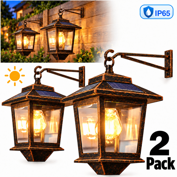 Solar outdoor wall lights with motion sensors, waterproof solar wall ...